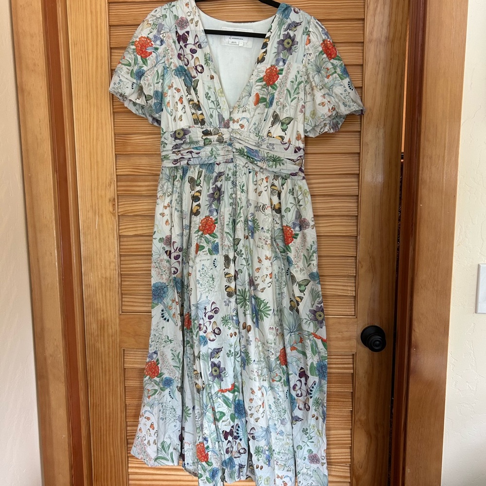 Anthropologie Floral Maxi Dress with V-Neck